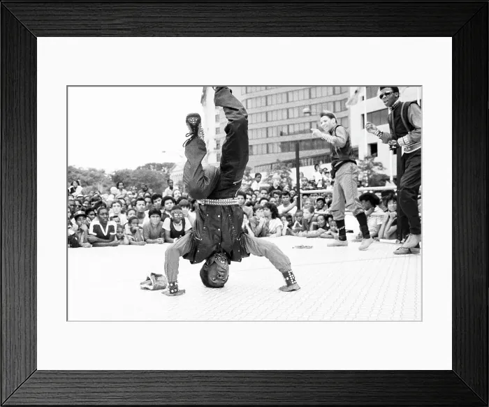 Framed Print : Breakdancer Performing in Front of Crowd Framed Print : Breakdancer Performing in Front of Crowd