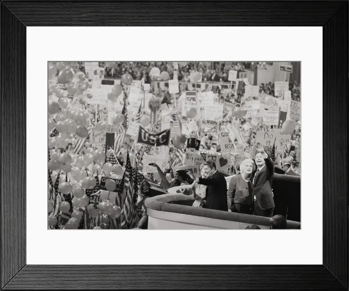 Framed Print : President Reagan and Vice-President Bush With First Ladies at Convention Framed Print : President Reagan and Vice-President Bush With First Ladies at Convention
