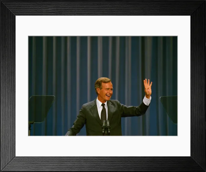 Framed Print : George Bush Waving and Smiling