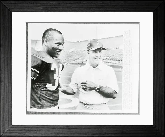 Framed Print : Bo Jackson Smiling with Coach Pat Dye Framed Print : Bo Jackson Smiling with Coach Pat Dye