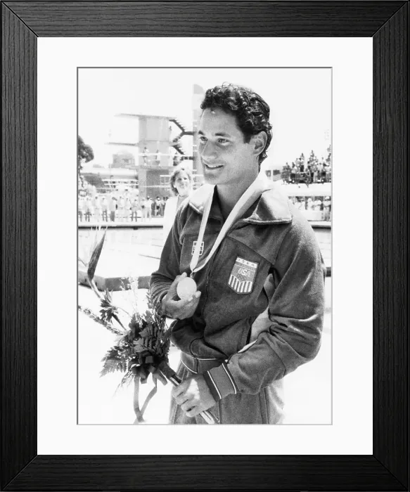 Framed Print : Greg Louganis Holding Olympic Gold Medal Framed Print : Greg Louganis Holding Olympic Gold Medal