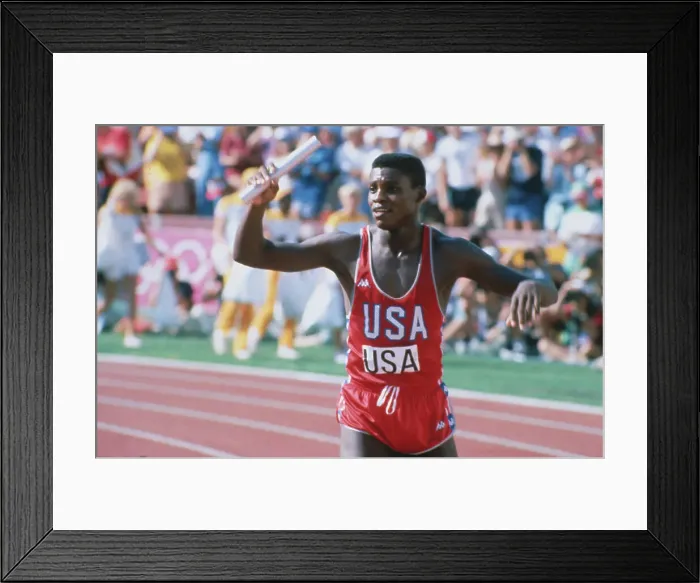 Framed Print : Carl Lewis Finishing Race Framed Print : Carl Lewis Finishing Race