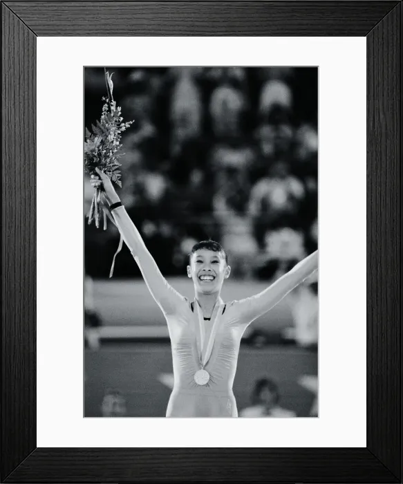 Framed Print : Lori Fung Smiling and Celebrating Framed Print : Lori Fung Smiling and Celebrating