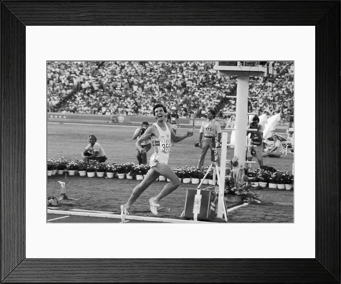 Framed Print : Sebastian Coe Crosses Olympic Finish Line Framed Print : Sebastian Coe Crosses Olympic Finish Line