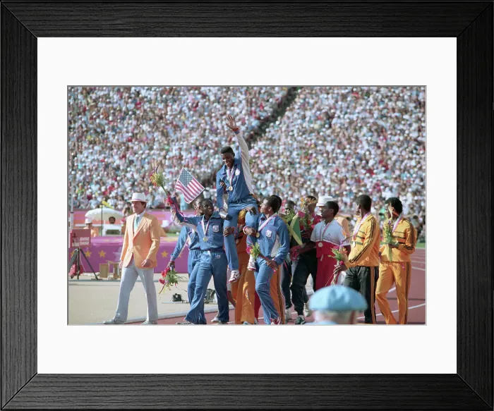 Framed Print : Carl Lewis On Shoulders Of Teammates Framed Print : Carl Lewis On Shoulders Of Teammates