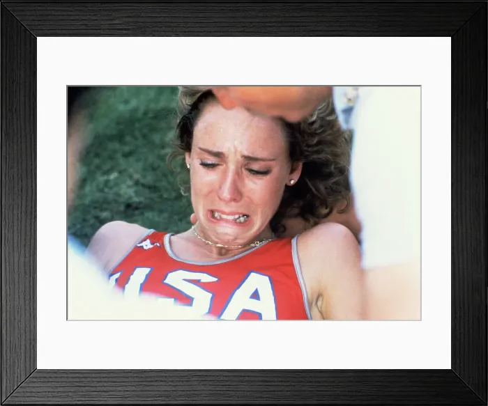 Framed Print : Mary Decker Crying on Track and Field Framed Print : Mary Decker Crying on Track and Field
