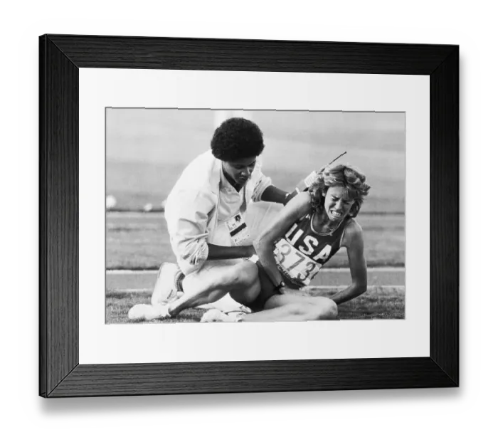 Framed Print : Mary Decker Crying in Pain on Track Framed Print : Mary Decker Crying in Pain on Track