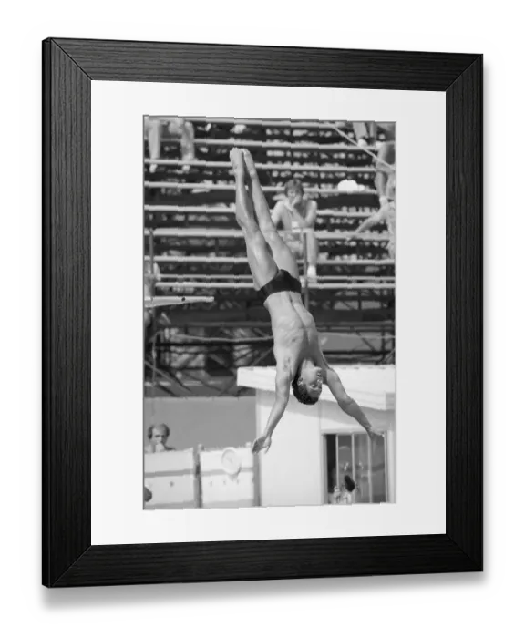 Framed Print : Greg Louganis Diving in Springboard Competition Framed Print : Greg Louganis Diving in Springboard Competition