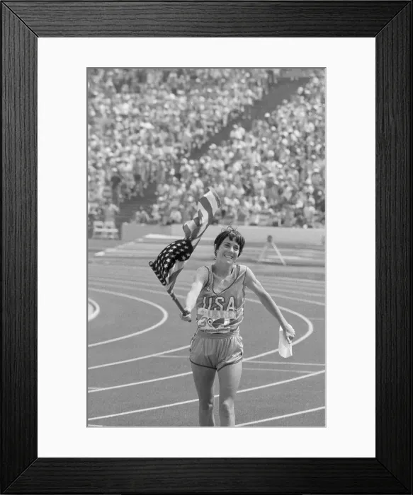 Framed Print : Joan Benoit Celebrating Olympic Marathon Victory Framed Print : Joan Benoit Celebrating Olympic Marathon Victory