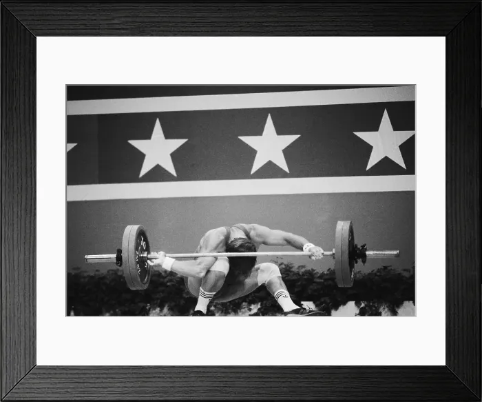 Framed Print : Weightlifter Losing Control of Weights Framed Print : Weightlifter Losing Control of Weights