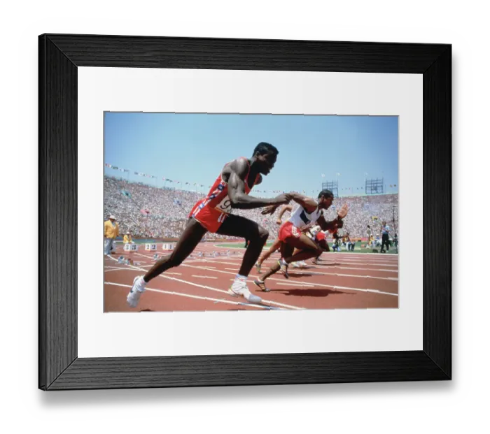 Framed Print : Carl Lewis Finishing Track Event for an Olympic Gold Medal Framed Print : Carl Lewis Finishing Track Event for an Olympic Gold Medal