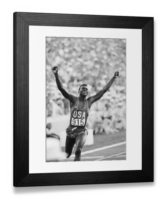 Framed Print : Carl Lewis Winning Gold Medal in 100-Meter Sprint Framed Print : Carl Lewis Winning Gold Medal in 100-Meter Sprint