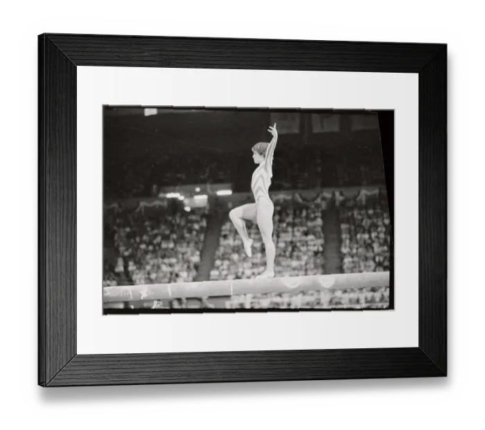 Framed Print : Olympian Mary Lou Retton Performing on Balance Beam Framed Print : Olympian Mary Lou Retton Performing on Balance Beam