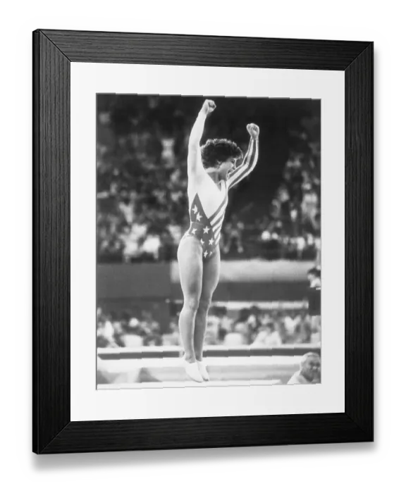 Framed Print : Mary Lou Retton Jumping and Cheering Framed Print : Mary Lou Retton Jumping and Cheering