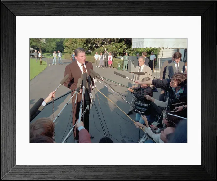 Framed Print : President Reagan Speaking to Reporters Framed Print : President Reagan Speaking to Reporters