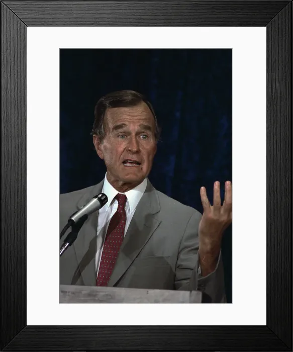 Framed Print : George Bush Gesturing with His Hand Framed Print : George Bush Gesturing with His Hand