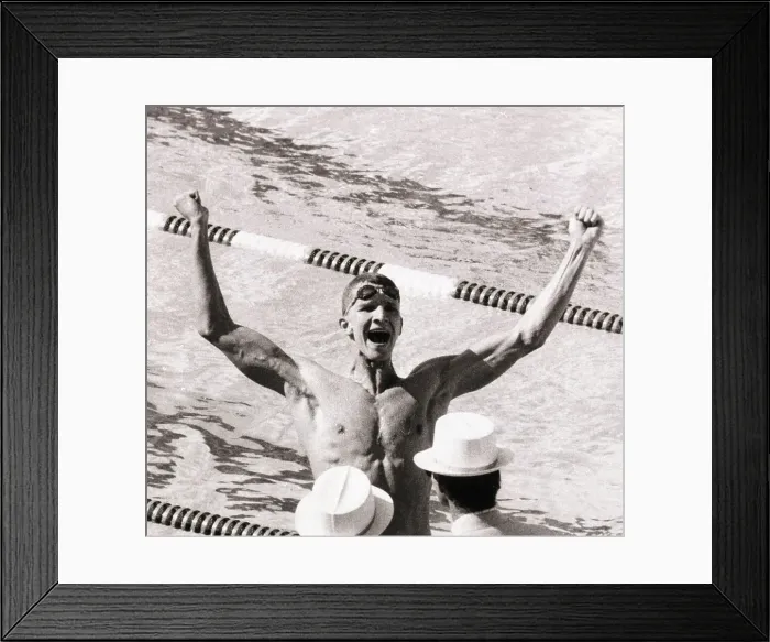 Framed Print : Michael Gross Celebrates Gold Medal Win Framed Print : Michael Gross Celebrates Gold Medal Win
