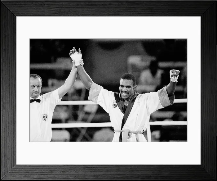 Framed Print : Evander Holyfield Wins Olympic Fight Framed Print : Evander Holyfield Wins Olympic Fight