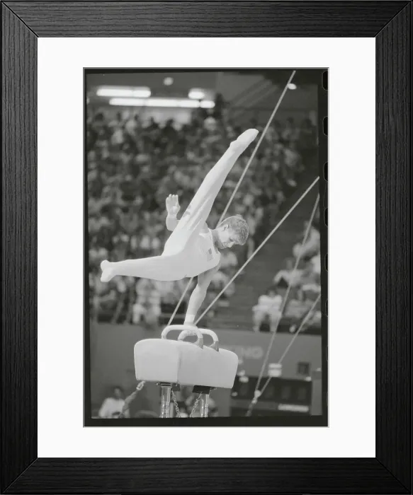 Framed Print : Peter Vidmar Practicing Side Horse Routine Framed Print : Peter Vidmar Practicing Side Horse Routine