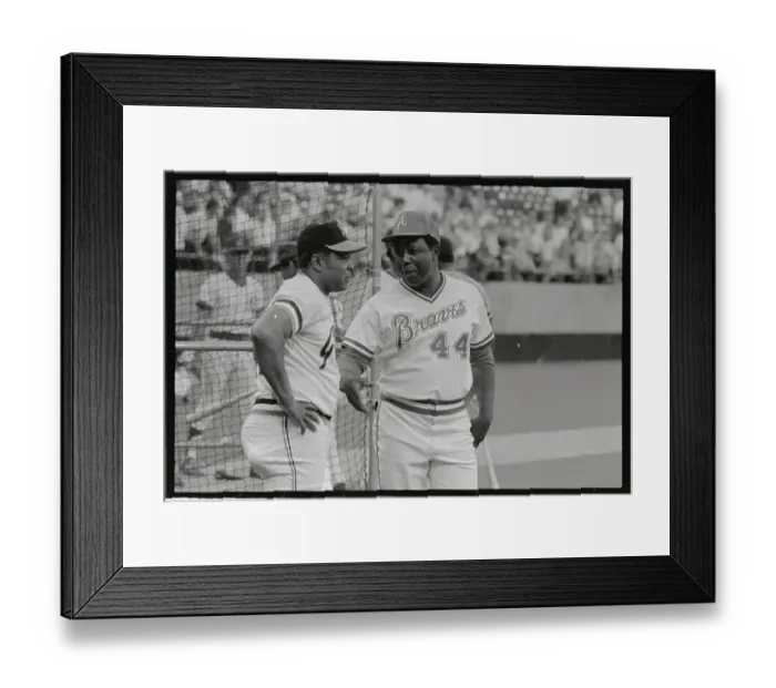 Framed Print : Hank Aaron Chatting with Willie Mays Framed Print : Hank Aaron Chatting with Willie Mays
