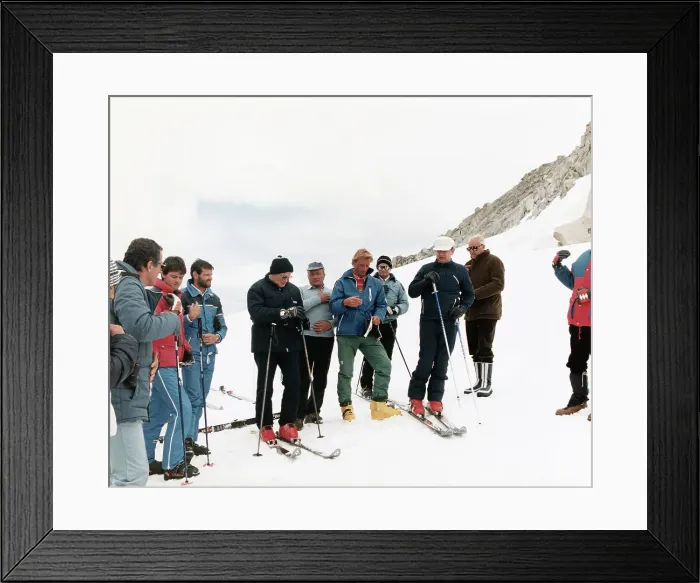 Framed Print : Pope Says Prayer with Group Before Skiing Framed Print : Pope Says Prayer with Group Before Skiing