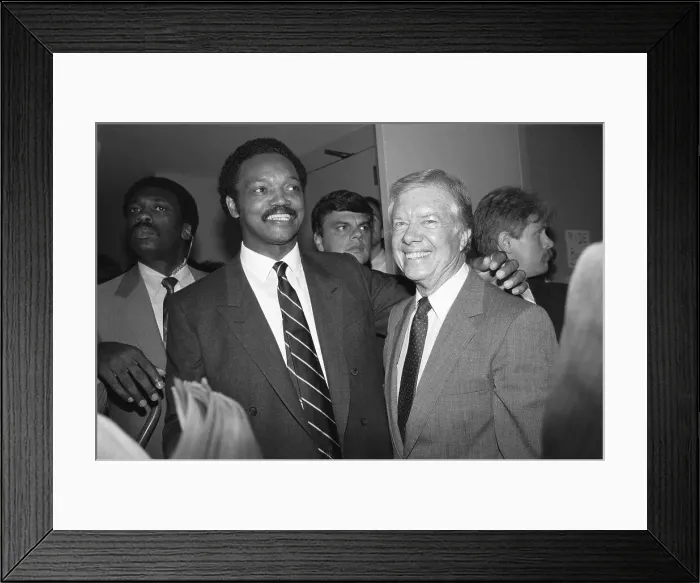 Framed Print : Jimmy Carter with Arm Around Jesse Jackson