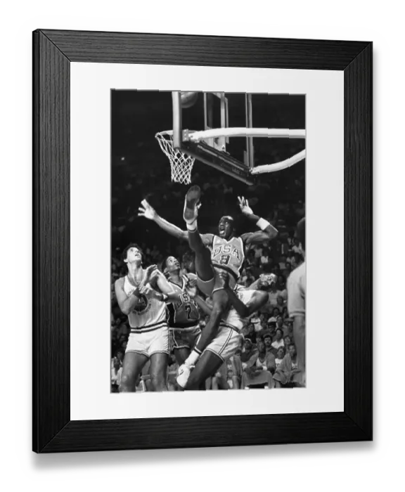 Framed Print : Michael Jordan Falls onto Mickey Johnson Framed Print : Michael Jordan Falls onto Mickey Johnson