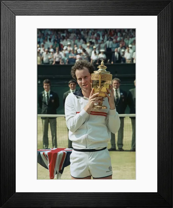 Framed Print : Tennis Professional John McEnroe with His Wimbledon Trophy Framed Print : Tennis Professional John McEnroe with His Wimbledon Trophy