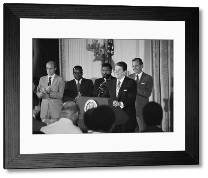 Framed Print : President Reagan Addressing African American Appointees Framed Print : President Reagan Addressing African American Appointees