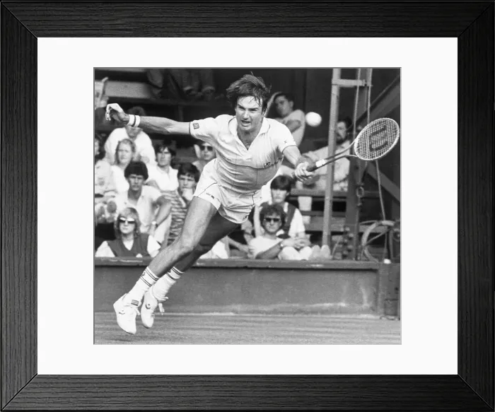 Framed Print : Connors Leaping After Tennis Ball Framed Print : Connors Leaping After Tennis Ball