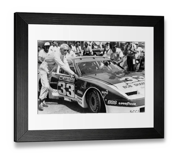 Framed Print : Paul Newman at Race Track Pits Framed Print : Paul Newman at Race Track Pits
