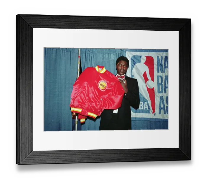 Framed Print : Hakeem Olajuwon Displaying Jacket Framed Print : Hakeem Olajuwon Displaying Jacket