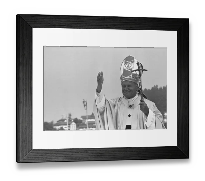 Framed Print : Pope John Paul II Waves During Mass Framed Print : Pope John Paul II Waves During Mass
