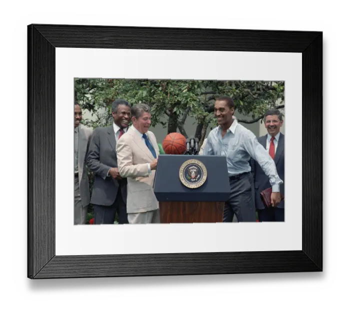 Framed Print : Reagan Receiving a Basketball Framed Print : Reagan Receiving a Basketball