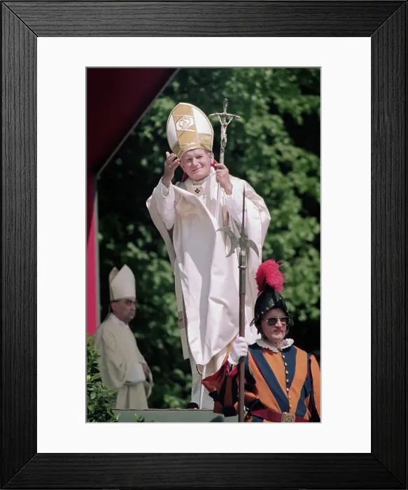 Framed Print : Pope John Paul II Waving Framed Print : Pope John Paul II Waving