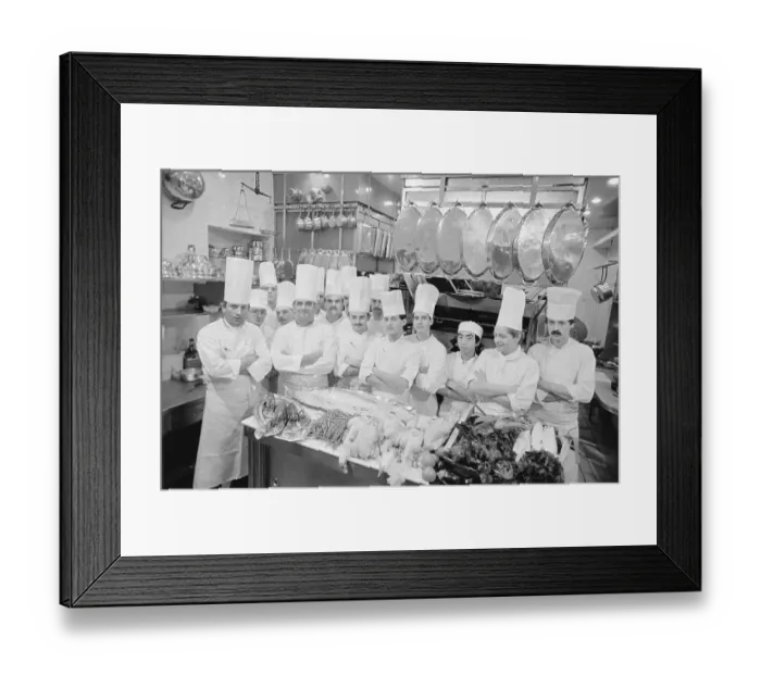 Framed Print : Chef Paul Bocuse Posing with His Kitchen Crew Framed Print : Chef Paul Bocuse Posing with His Kitchen Crew