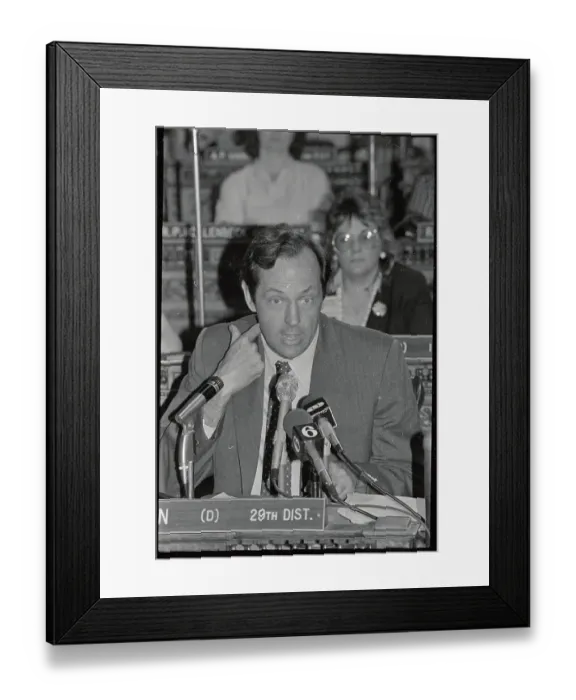 Framed Print : Bill Bradley Sitting at Microphones Framed Print : Bill Bradley Sitting at Microphones