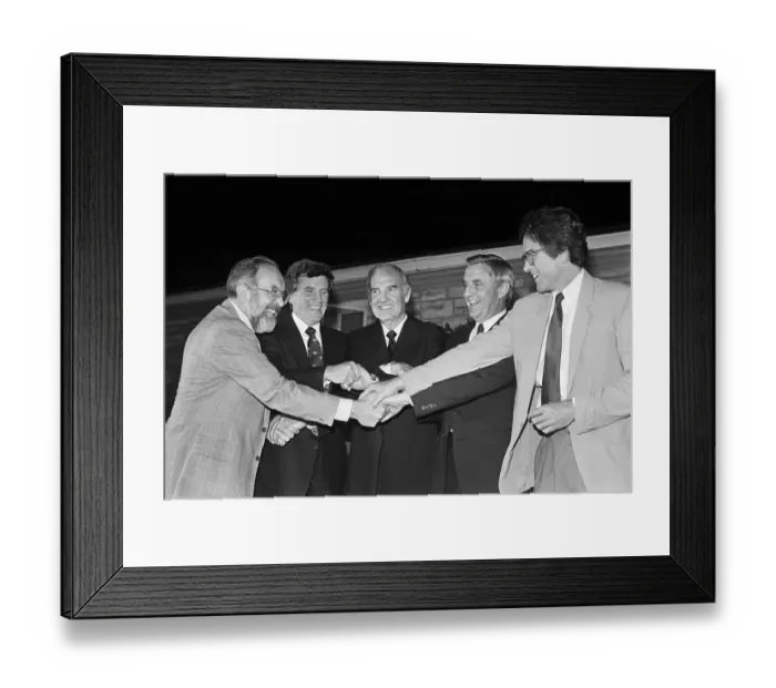 Framed Print : Democratic Party Members Join Hands Framed Print : Democratic Party Members Join Hands