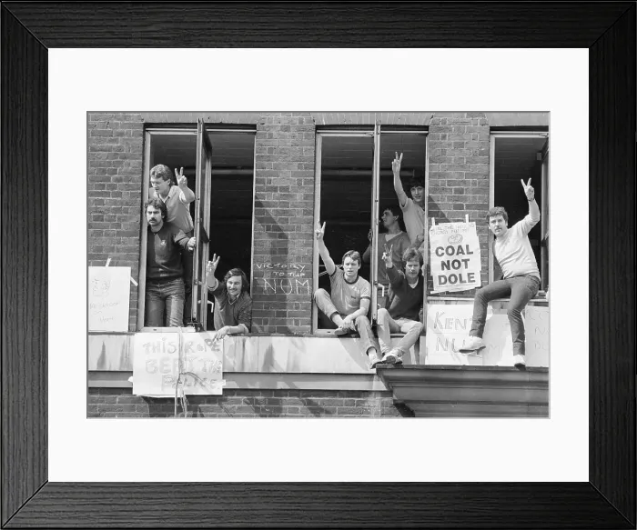 Framed Print : Miners Show V-Sign and Occupy Building Framed Print : Miners Show V-Sign and Occupy Building
