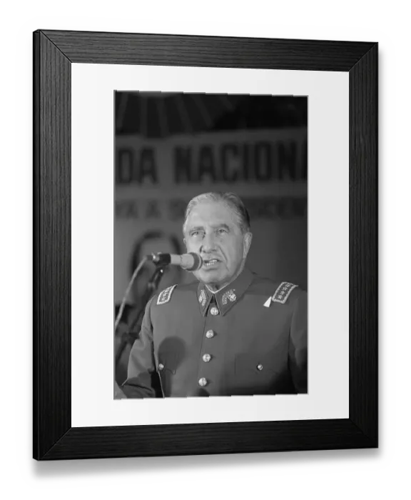 Framed Print : Augusto Pinochet at Microphone