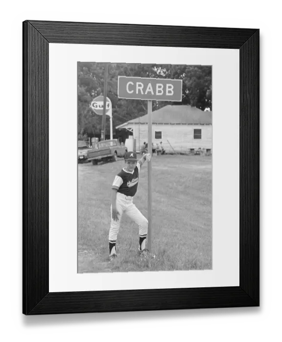 Framed Print : Brian Zimmerman Posing on Crabb's Posted Sign Framed Print : Brian Zimmerman Posing on Crabb's Posted Sign