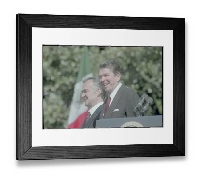 Framed Print : Ronald Reagan and Miguel De La Madrid near Podium Framed Print : Ronald Reagan and Miguel De La Madrid near Podium