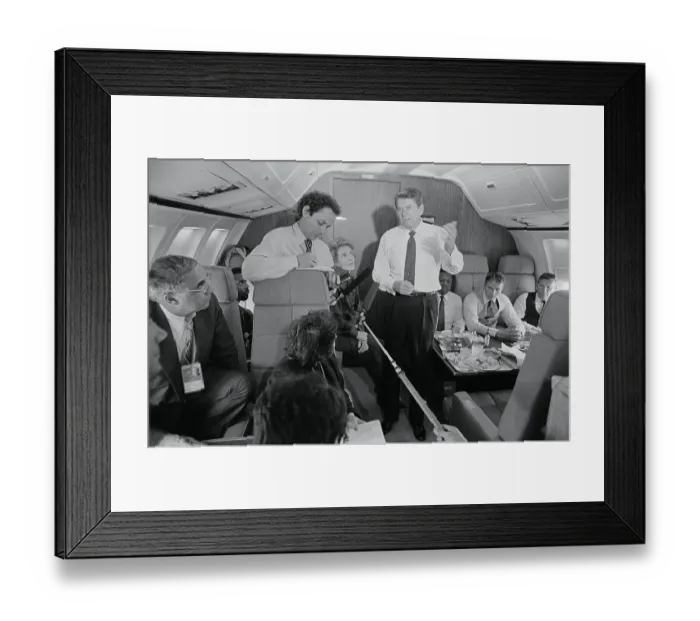 Framed Print : President Ronald Reagan Conversing with Press During Flight Framed Print : President Ronald Reagan Conversing with Press During Flight
