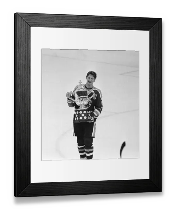 Framed Print : Wayne Gretzky Displays Campbell Conference Trophy