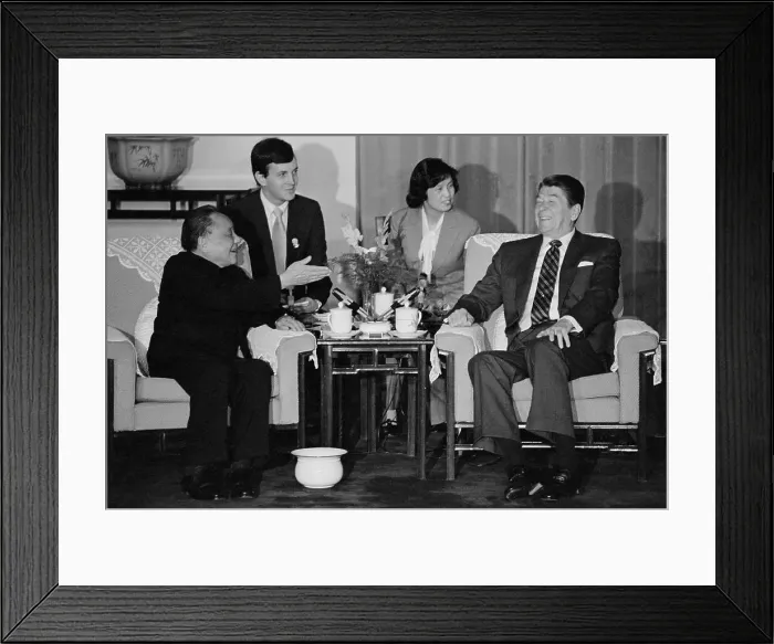 Framed Print : President Reagan And Deng Kiabping in Conversation Framed Print : President Reagan And Deng Kiabping in Conversation