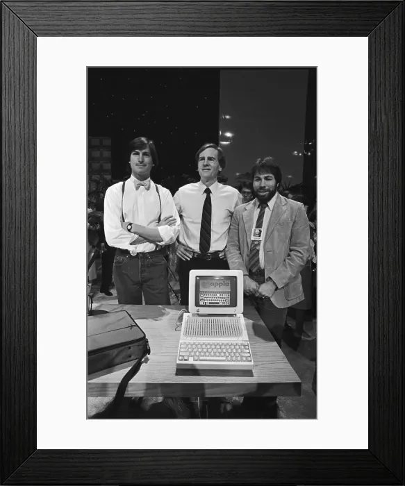 Framed Print : John Sculley and Founders of Apple Computers with New Computer Framed Print : John Sculley and Founders of Apple Computers with New Computer