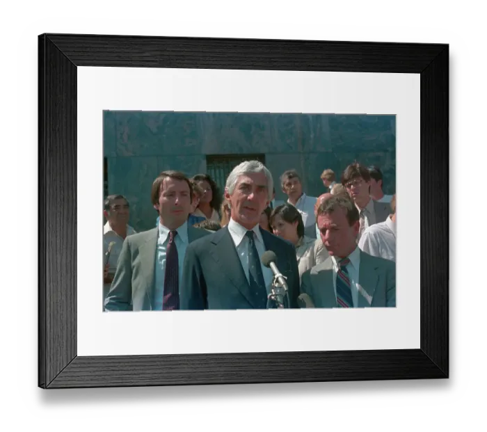 Framed Print : John DeLorean Speaking at Microphone Framed Print : John DeLorean Speaking at Microphone