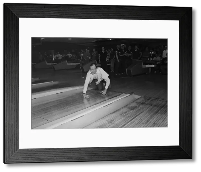 Framed Print : George Bush Falling Down at a Bowling Lane Framed Print : George Bush Falling Down at a Bowling Lane