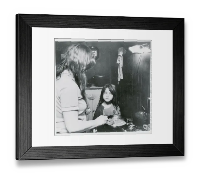 Framed Print : Girl Watching Her Mother Prepare a Meal Framed Print : Girl Watching Her Mother Prepare a Meal