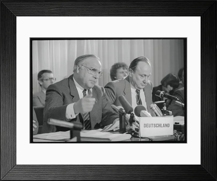 Framed Print : Helmut Kohl Speaking at a News Conference Framed Print : Helmut Kohl Speaking at a News Conference